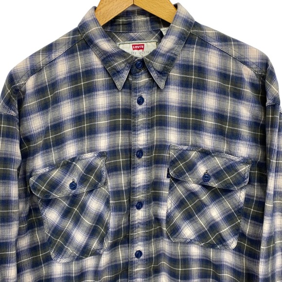 Vintage 90's Levi's Flannel  Shirt Mens L Plaid Long Sleeve Button Up  READ - Picture 1 of 11